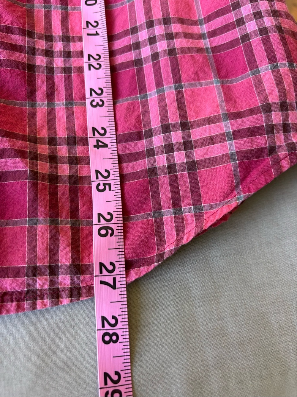 Burberry Brit Pink Plaid Button Down Shirt Stretch Preppy Feminine Small - Picture 6 of 8
